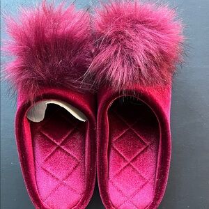 INC International Concepts Fuzzy Burgundy Slippers